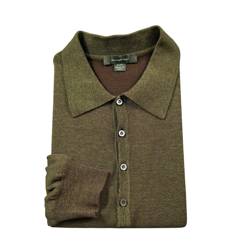 Ermenegildo Zegna Olive Green Knit Polo